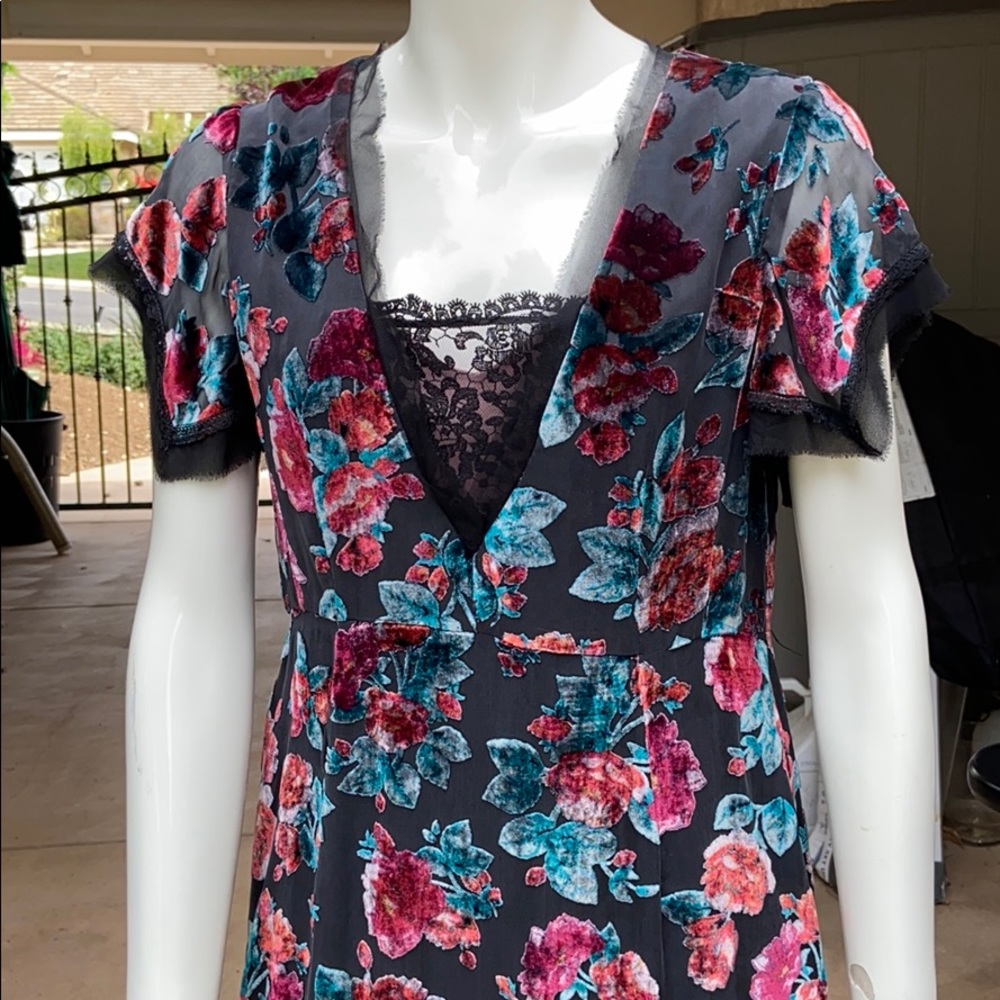 Vintage velvet silk Nanette Lepore belle floral dress gown $648 Y2K luxe - Picture 16 of 17